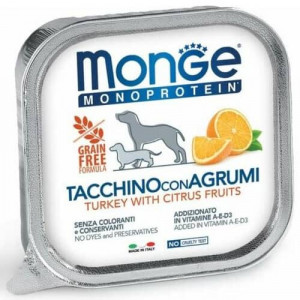 MONGE DOG MONOPROTEIN FRUITS TURKEY suņu konservi Tītars, citrusaugļi 150g